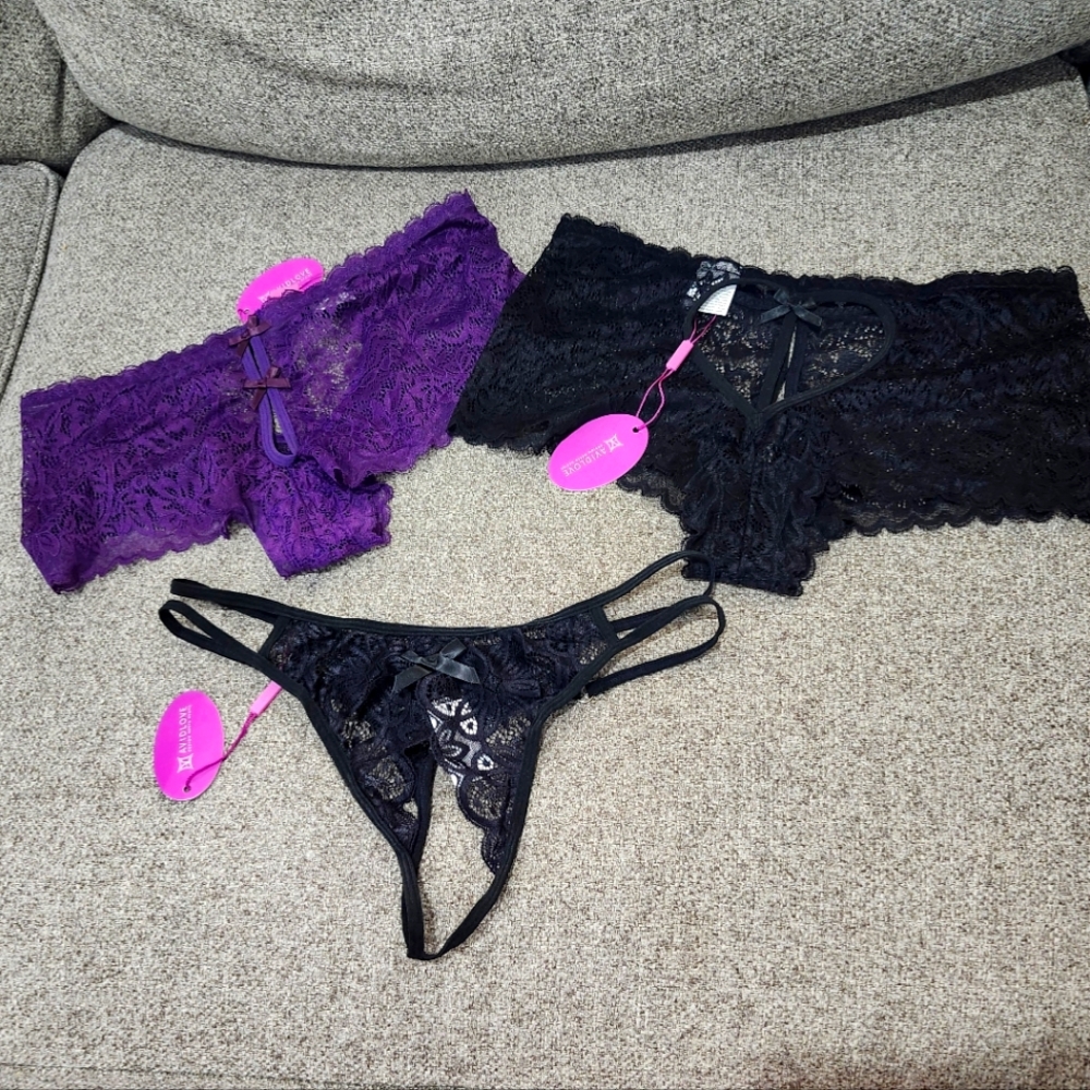 Avid Love Medium Lace Cheekie Pantie Thong Bundle